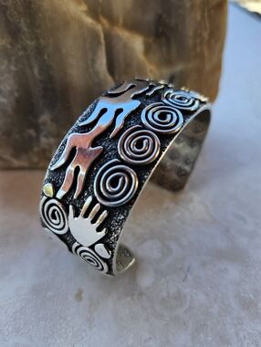 Sterling Silver NAVAJO signed ALEX SANCHEZ CUFF bracelet